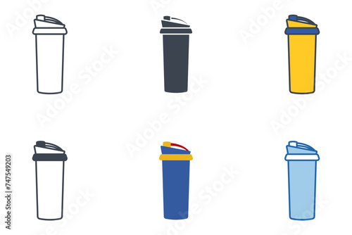 Protein Shake icons with different styles. Protein cocktail shaker symbol vector illustration isolated on white background
