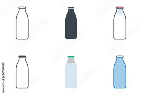 Milk Bottle icons with different styles. Milk Bottle symbol vector illustration isolated on white background