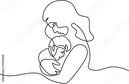 Happy Mother day card. Mother kissing baby.