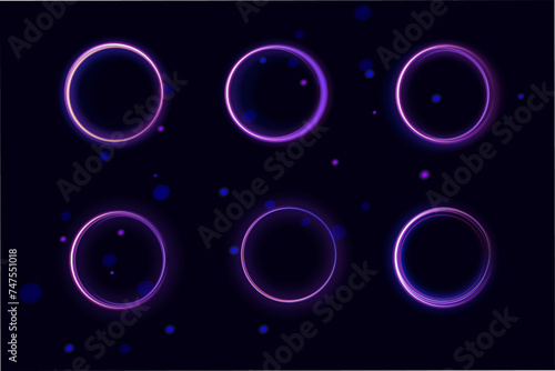 Round blue light twisted, Suitable for product advertising, product design, and other. Curve blue line light effect. Abstract ring background with glowing swirling background. Neon swirl.