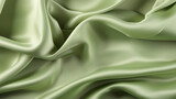 Olive wavy satin texture. Beautiful emerald olive soft silk fabric. Smooth elegant olive silk or satin texture can use as background.