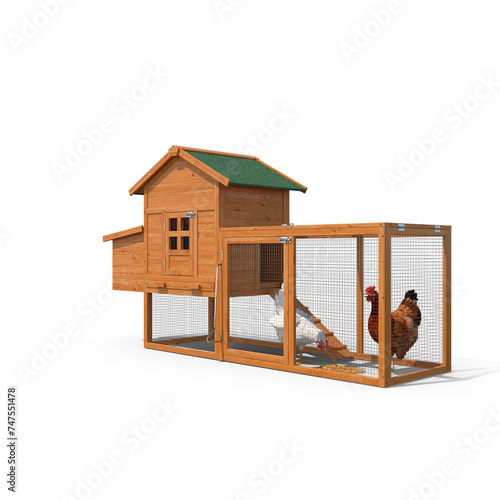 Wooden Small Chicken Coop With Chickens