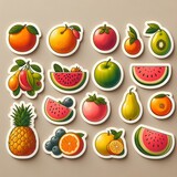 A card of Vegetable Stickers with space between them, nature photography, clean background - 001