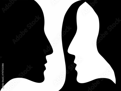 black and white silhouettes of man and woman