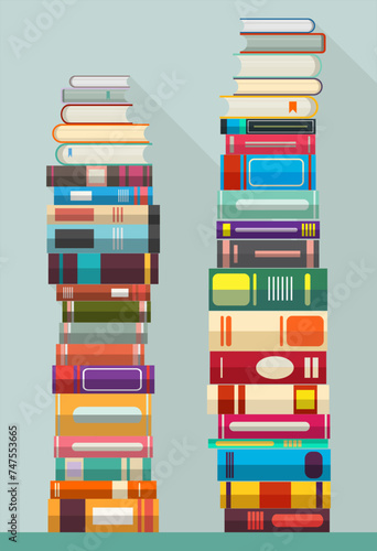 books on bookshelves in flat design style vector illustration 