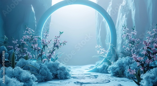 o refract light blue screen with flowers