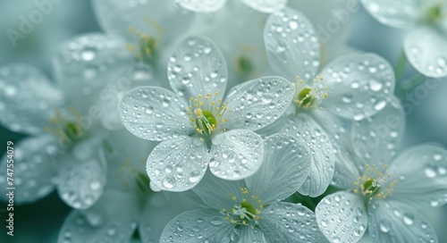 water drops on white flowers