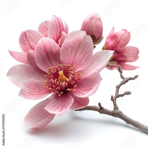 A magnolia flower isolated on a white background, showcasing its beauty