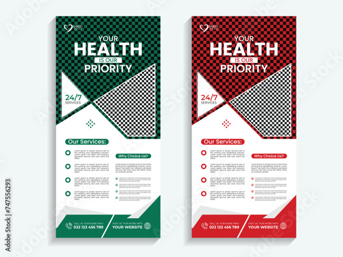 Medical healthcare roll up banner or cover design template, Vertical, Horizontal,
and luxury background with standard size, Modern & luxury medical banners,
doctor or healthcare advertising post