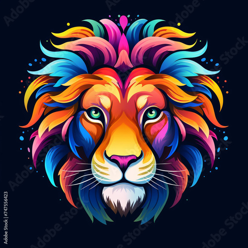 logo template for an colorful fantasy animal s face illustration   reated with Generative Ai