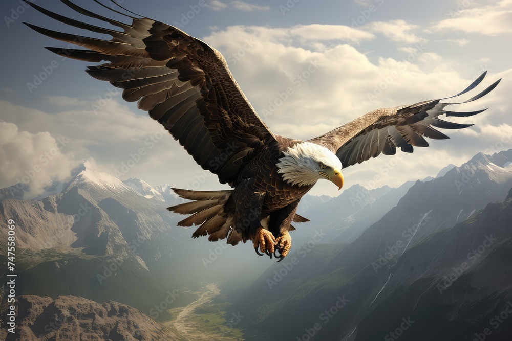 Fototapeta premium 3d eagle rendering while flying