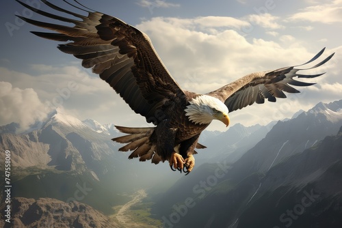 3d eagle rendering while flying