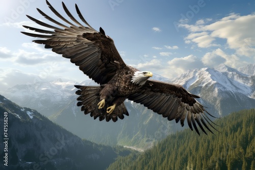 3d eagle rendering while flying