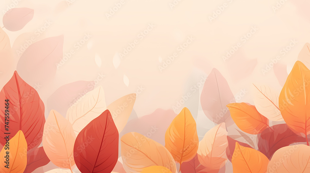 Fototapeta premium Warm, light leaf pattern embraces the beauty of the season