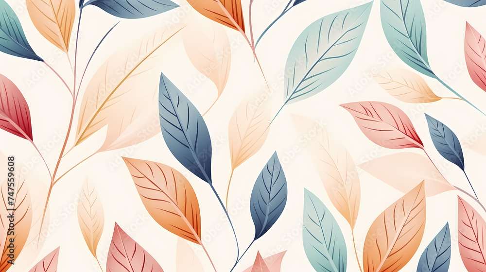 Fototapeta premium Warm, light leaf pattern embraces the beauty of the season