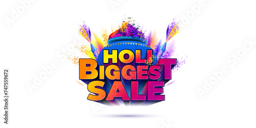 Holi biggest sale with holi festival background.