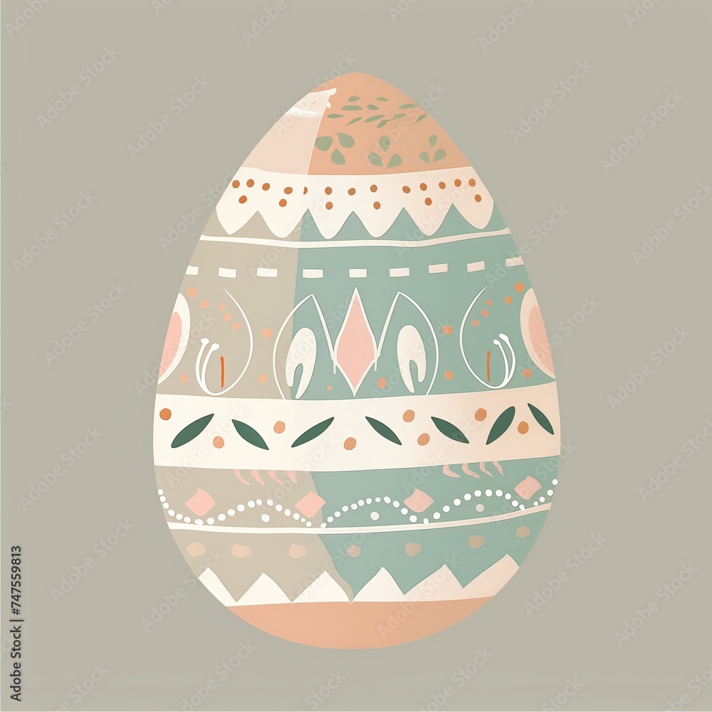 Easter egg ornament in boho style with pastel colours. Greeting card background Easter egg ornament in boho style with pastel colours. Greeting card background