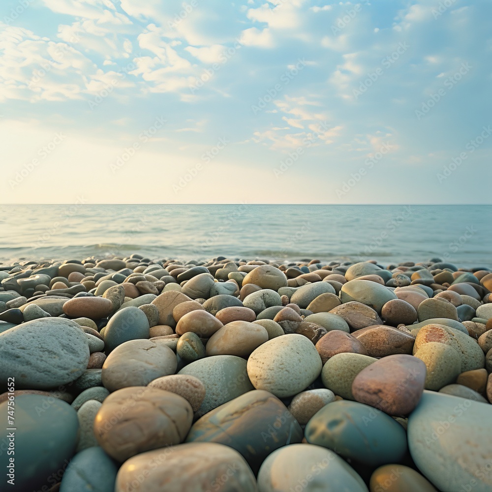 Obraz premium smooth sea stones on the shore.