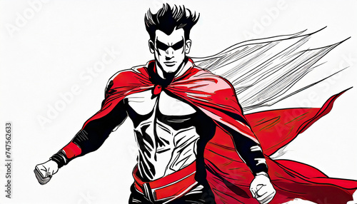 Superhero Man in Action Digital Illustration 