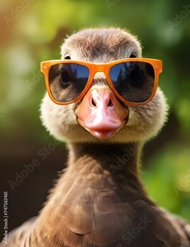 Portrait of a funny goose in sunglasses Generative Ai
