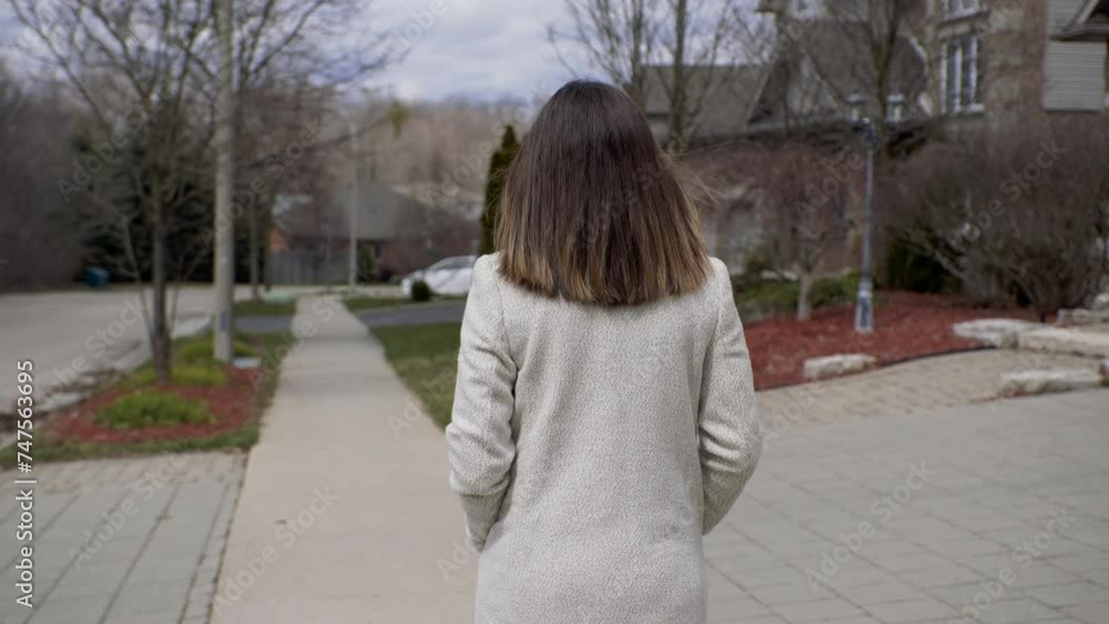4K Woman Walking from Back On American Alley 4K Woman Walking from Back On American Alley