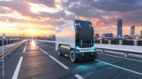 Wallpaper Mural Modern Self Driving Truck of the Future. Torontodigital.ca