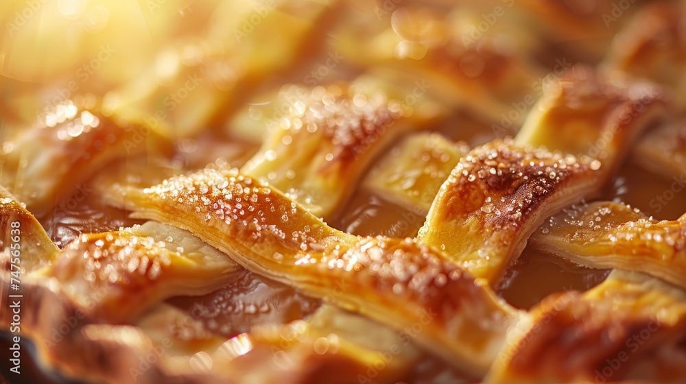 A close-up of a lattice pie crust. A close-up of a lattice pie crust.
