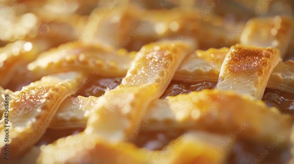 A close-up of a lattice pie crust. A close-up of a lattice pie crust.