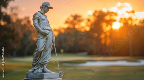 marble statue of a golfer