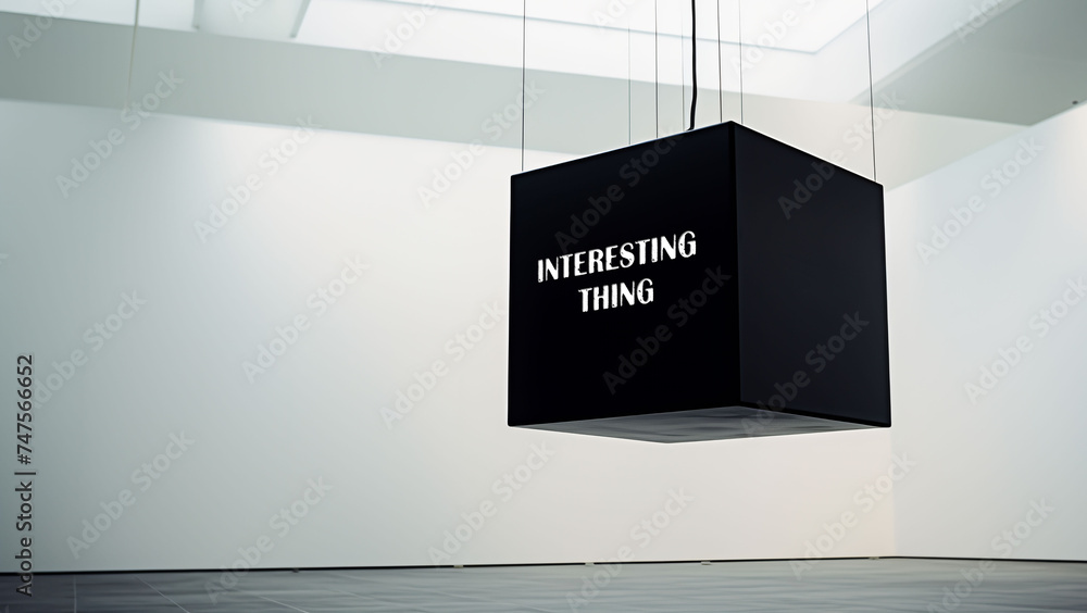 Fototapeta premium A hanging art object in a large room of a modern exhibition,Generated by AI