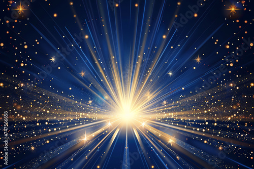 golden ray of light on blue background, AI generated