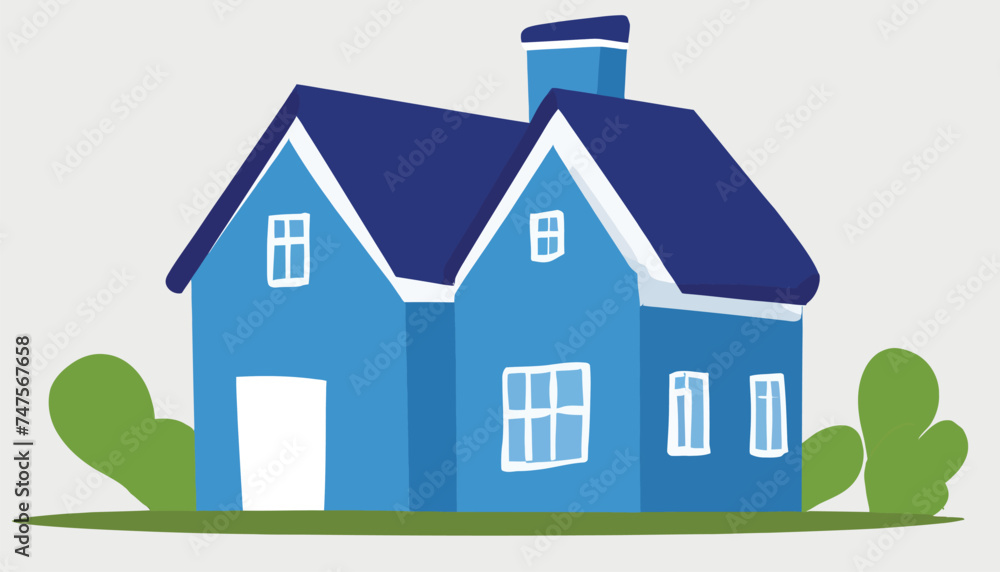 Vector drawing of flat style blue house on white background Vector drawing of flat style blue house on white background