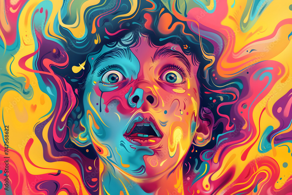 Funny Boy. Colorful Psychedelic Illustration