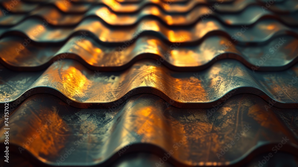 texture made of metal roof tiles