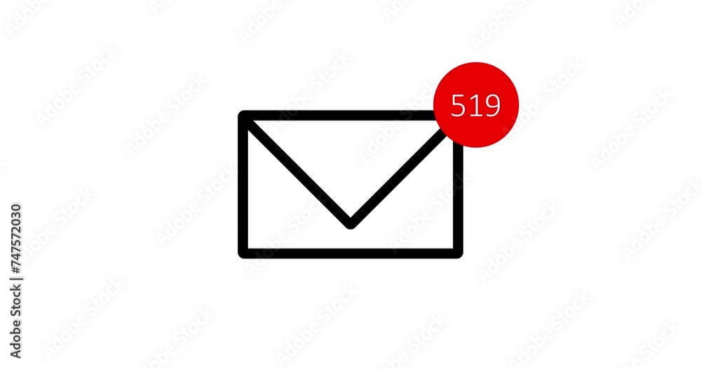 Animation of Email envelope with auto counting number on circle. on white background. Post delivery concept. Send Email icon animation on white background. Sending and Receive Message Concept Animation of Email envelope with auto counting number on circle. on white background. Post delivery concept. Send Email icon animation on white background. Sending and Receive Message Concept