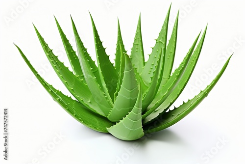 Green aloe vera leaves plant isolated on white background
