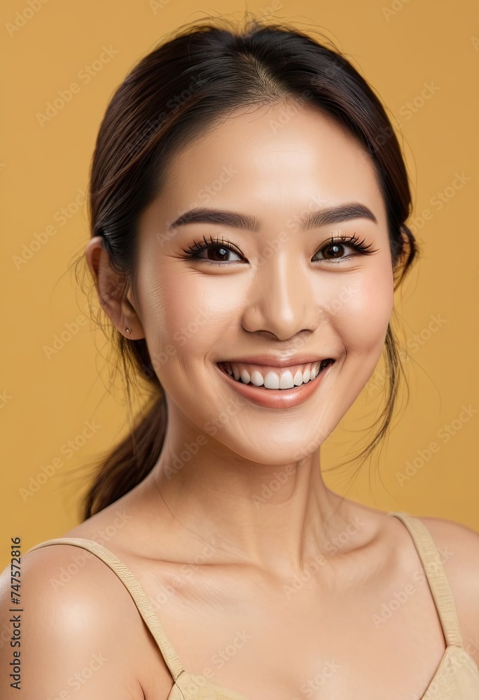 Radiant young woman smiling on a warm background. Radiant young woman smiling on a warm background.