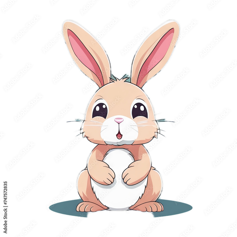 Obraz premium Colorful illustration of a cute Easter bunny isolated on a transparent background. Animal nature icon concept in premium vector style.