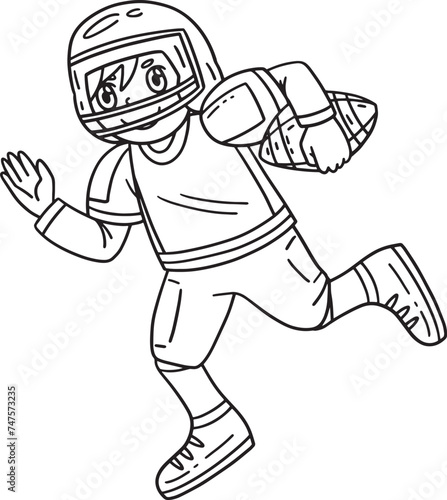 American Football Player Running Isolated Coloring