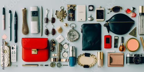 The knolling different women accessories photo