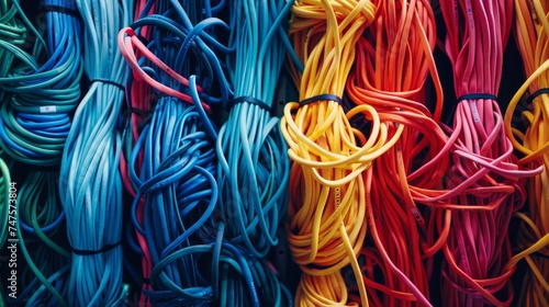 A backdrop of a server room with network cables