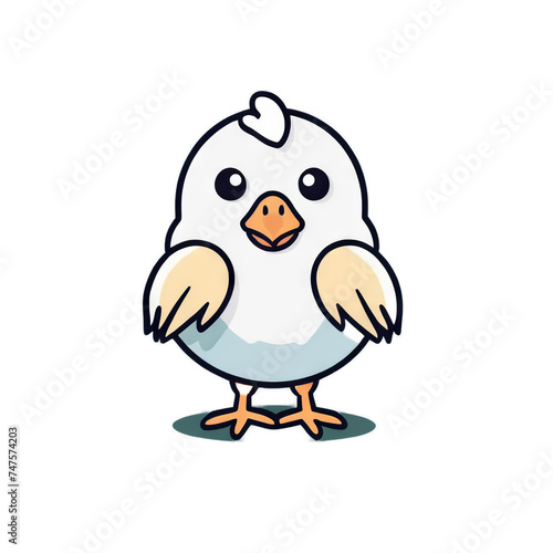 Colorful illustration of a cute chicken baby isolated on a transparent background.