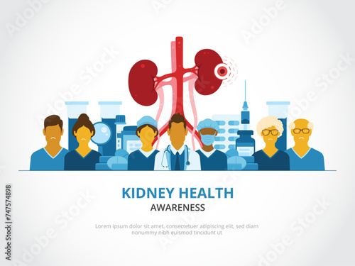 Concept of renal health, ideal for world kidney day, national kidney month, or any other awareness program about renal diseases