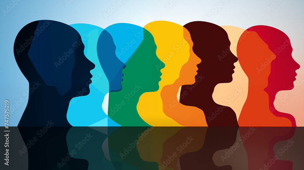various group of heads in different colors various group of heads in different colors