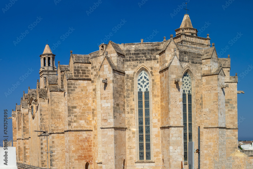 The gothic style apse with gargoyles from the Ciutadella de Menorca Cathedral