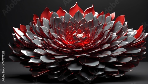 Background of vibrant beauty red flower blooming against a dramatic black backdrop photo