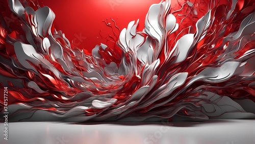 Background captivating red and white abstract painting against a fiery red backdrop