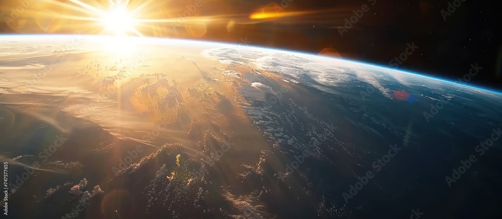 Sunset view of the planet Earth from space