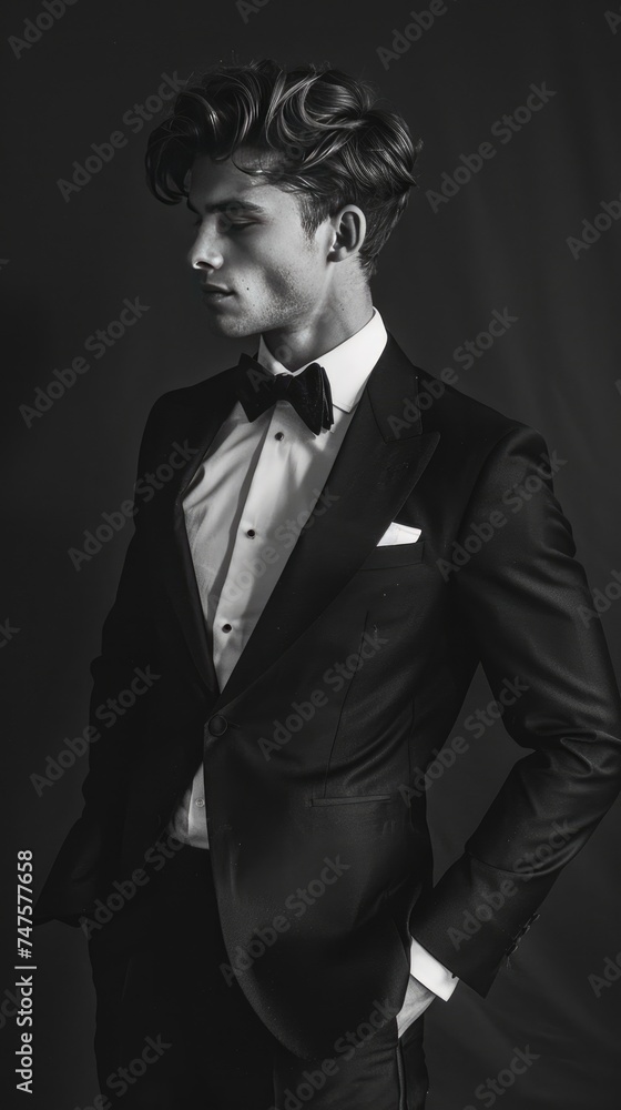 Handsome Groom in tuxedo or suit ready for the wedding to take the love of his life Generative AI Handsome Groom in tuxedo or suit ready for the wedding to take the love of his life Generative AI