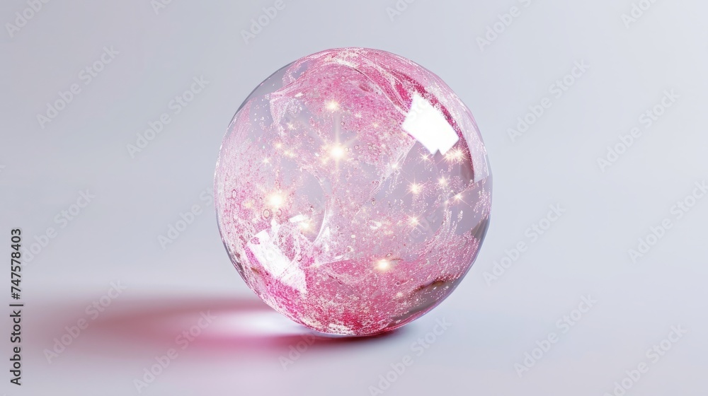 glass pink ball with glitter. glass pink ball with glitter.